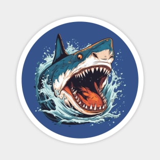 SHARK AND JAWS COLORED CARTOON STYLE, AK Magnet